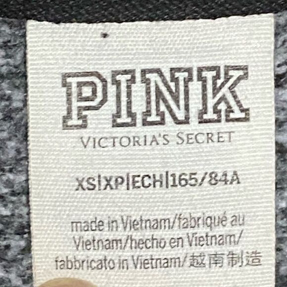 PINK Victoria Secret Wms Sz XS Gray Black Knit 1/2 Zip Pullover Athletic Sweater - Picture 4 of 4